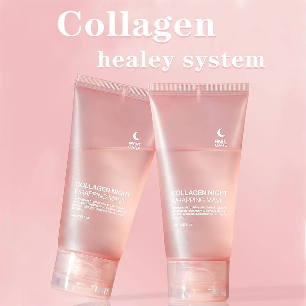 Hydrolyzed Collagen Overnight Facial Mask Wrapping Peel-Off Mask Hydrating Firming Mask for Elasticity Reduces Sagging Dullness