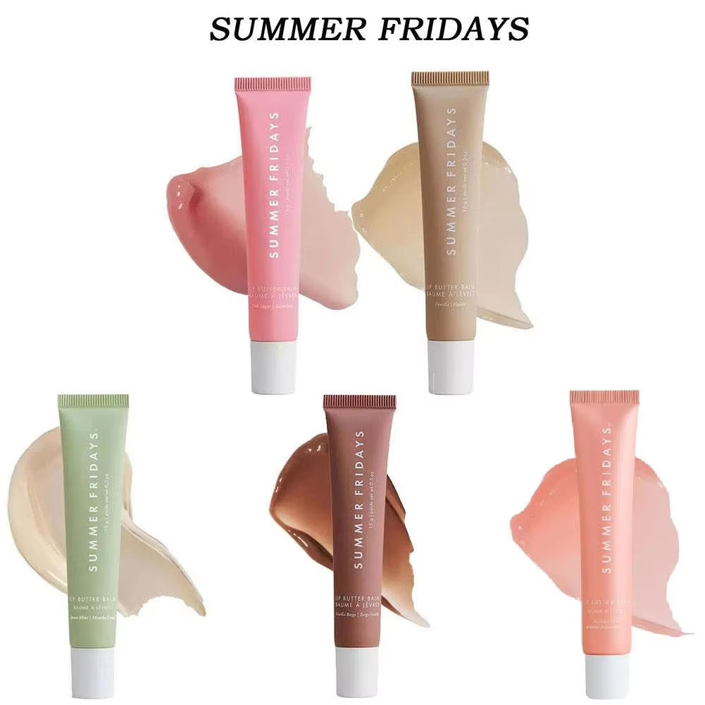 Summer Fridays Vanilla Beige Lip Balm Smooth Soft Tube Mirror Lip Gloss Set Moisturizing Transparent Lipstick Lip Makeup Set